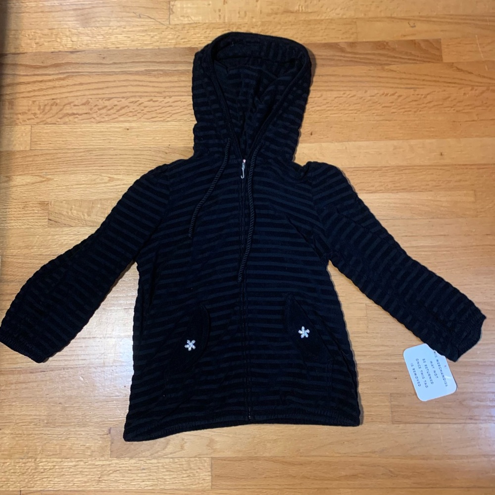 Juicy Couture Pam Gela Terry Stripe Full Zip Hoodie Black Youth Extra Large XL